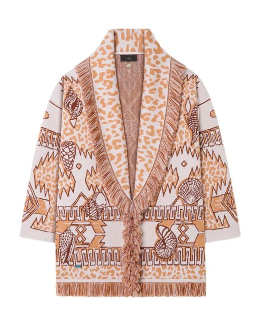 Alanui Pink Fringed Patterned Cardigan