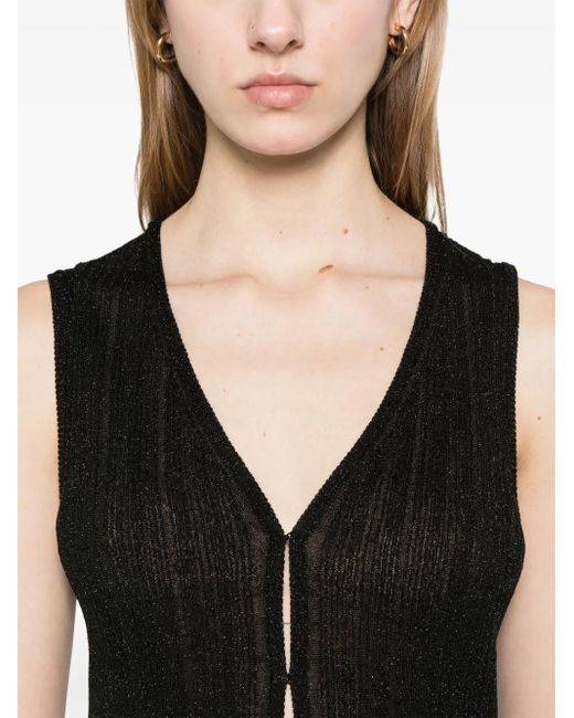 Majestic Filatures Black Fine-Knit Vest
