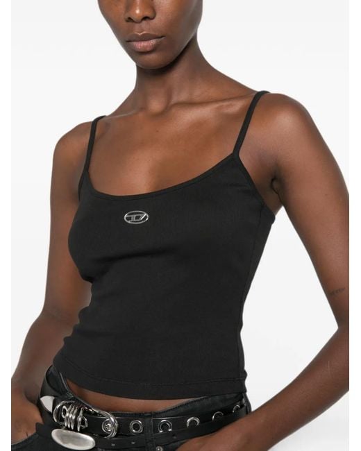 DIESEL Black Oval D Logo-Plaque Vest Top