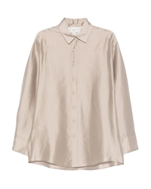 Alysi Natural Long-Sleeve Button-Up Shirt
