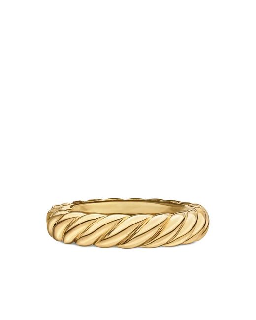 David Yurman Metallic 18Kt Sculpted Cable Diamond Band Ring (4.6Mm)