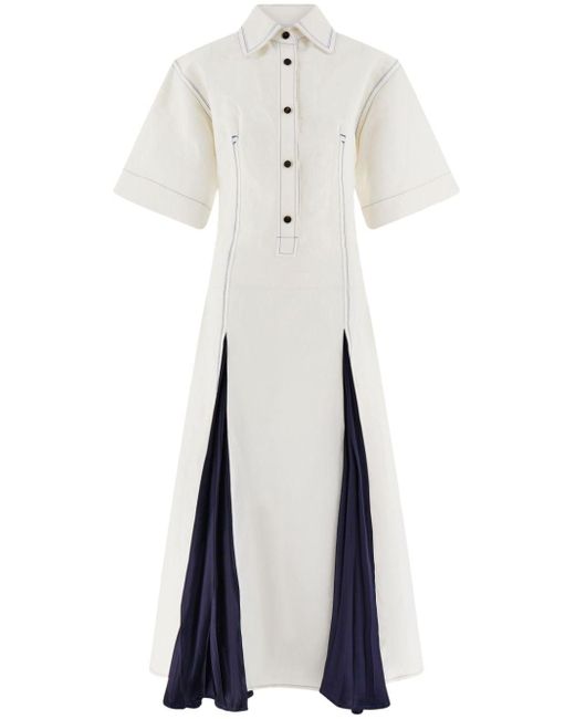 Ferragamo White Damen Kleid Mit Intarsien Weiß