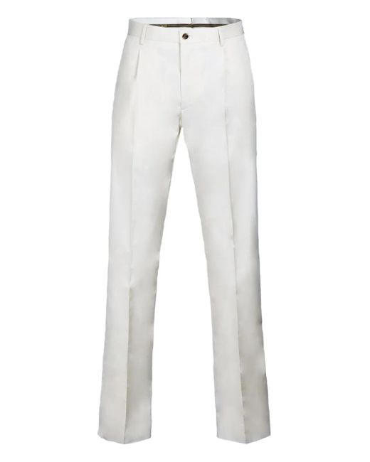 Moorer Gray Pleated Straight-Leg Trousers for men
