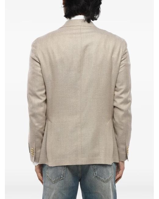 Corneliani Natural Single-Breasted Patch-Pocket Blazer for men