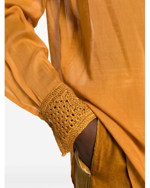 Forte Forte Orange Crochet-detail Long-sleeve Shirt