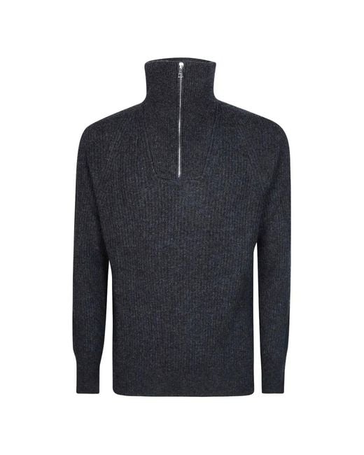 Amaranto Blue Half-Zip Ribbed Sweater for men