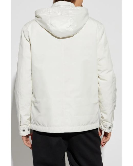 Moncler White Logo-Patch Padded Jacket for men
