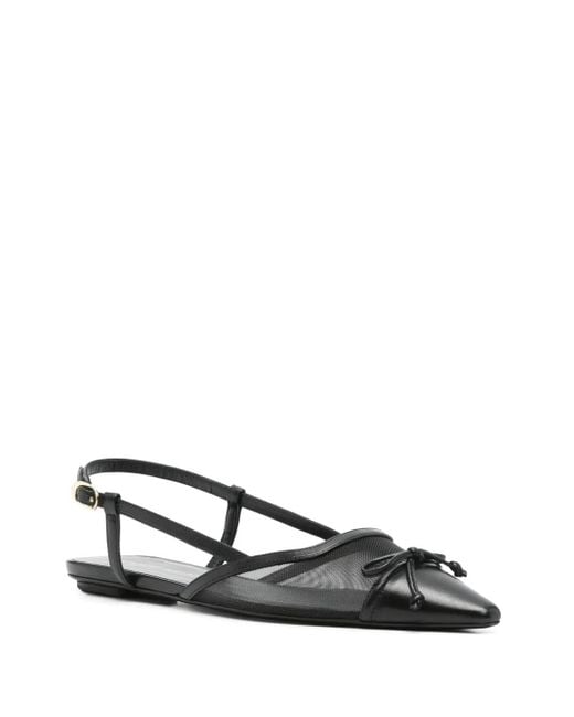 Stuart Weitzman Black Mesh-Panel Ballet Flats