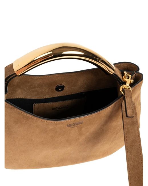Moschino Brown Small Handle Me Tote Bag