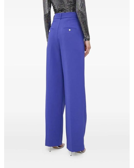 Custommade• Blue Pleated-Front Jewel-Button Trousers