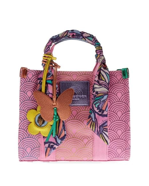 Kurt Geiger Pink Grand Sac À Main Southbank À Motif Géométrique
