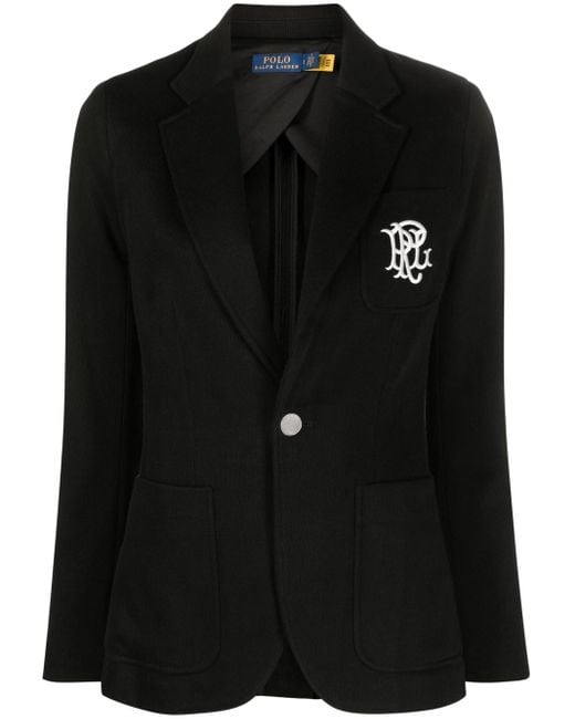 Blazer con logo bordado y botones Polo Ralph Lauren de color Black