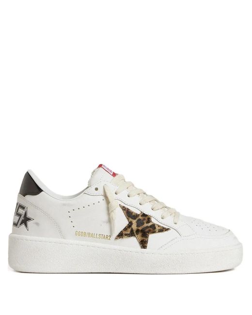 Golden Goose Deluxe Brand Leren Sneakers Met Luipaardprint in het White