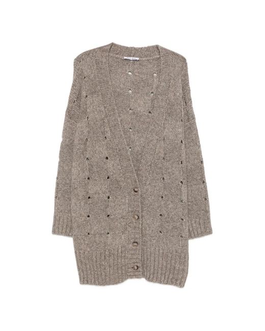 ELY ELY Gray Check-Knit Cardigan