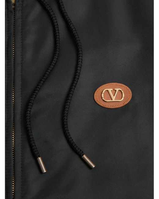 Valentino Garavani Black Vlogo-Patch Hooded Windbreaker for men