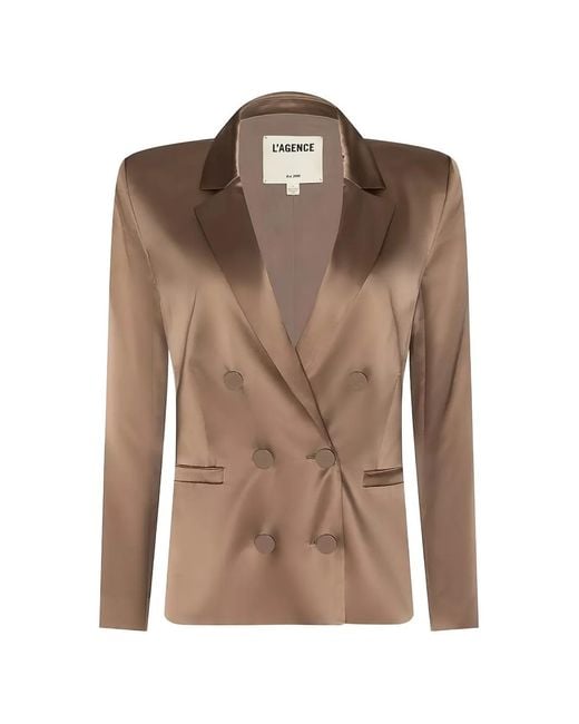 L'Agence Brown Sena Double-Breasted Blazer