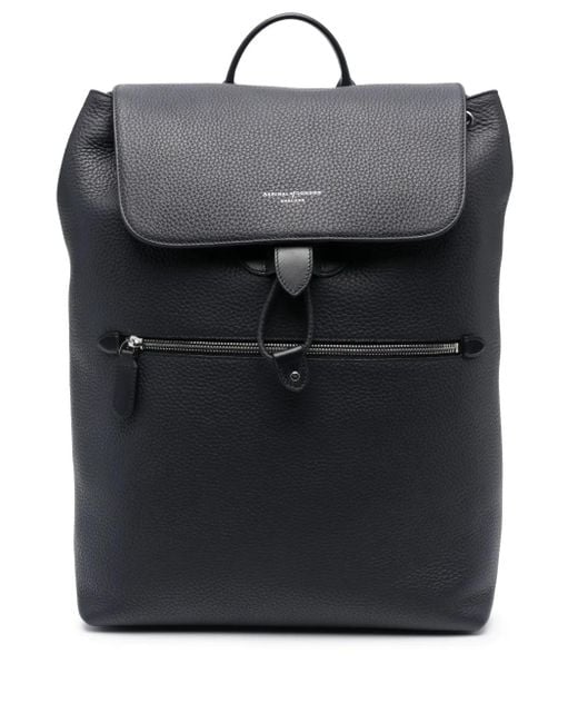 Aspinal Reporter Leren Rugzak in het Black voor heren