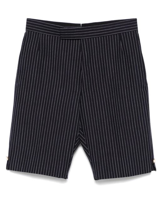 Thom Browne Blue Pinstripe High Twist Wool Shorts for men