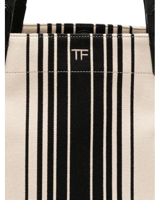 Tom Ford Natural Striped Jacquard Tote Bag