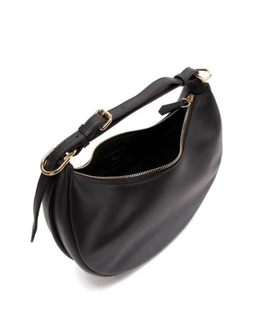 Fendi Black Tone Lettering Half-Moon Shoulder Bag