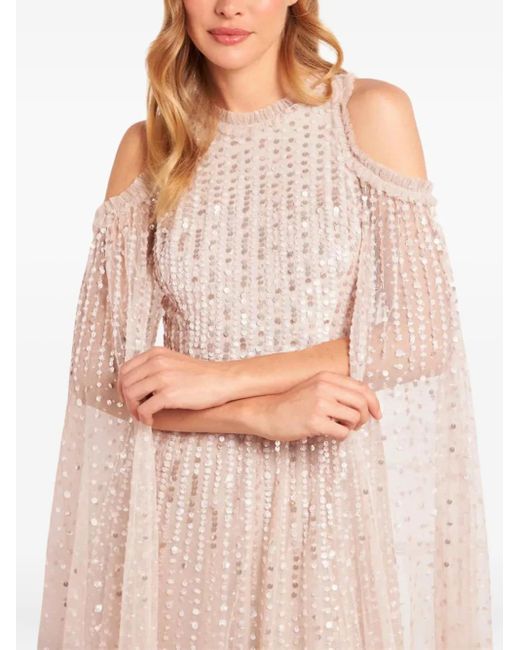 Needle & Thread Pink Moonlight Sequin-Embellishment Midi Dress