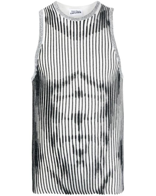 Jean Paul Gaultier Blue Striped Sleeveless Vest Top for men