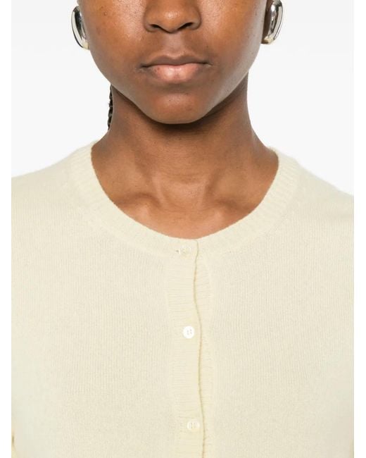 Bompard White Buttoned Round-Neck Cardigan