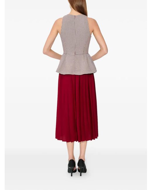 Rosie Assoulin Red Robe Péplum À Motif Pied-De-Poule