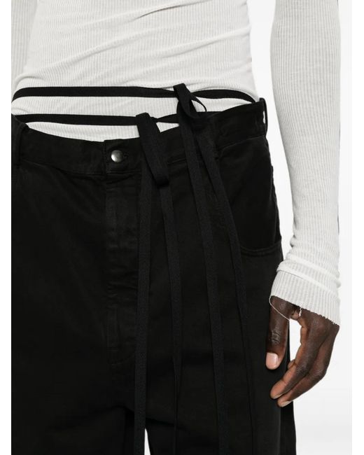 Ann Demeulemeester Black Tie-Fastening Wide-Leg Trousers for men