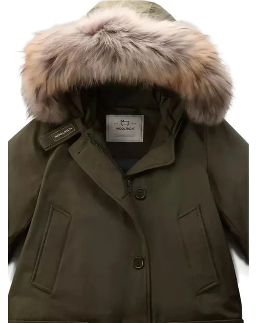 Woolrich Green Fur-Trimmed Hooded Jacket