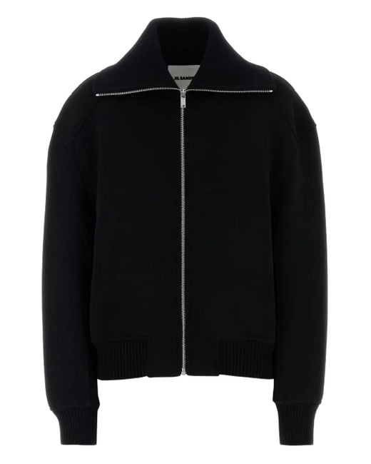 Veste mélangée en laine noire de Jil Sander en coloris Black