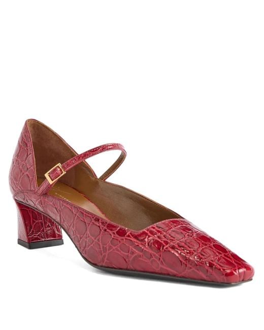 Giuseppe Zanotti Red Crocodile-Effect Mary Jane Pumps