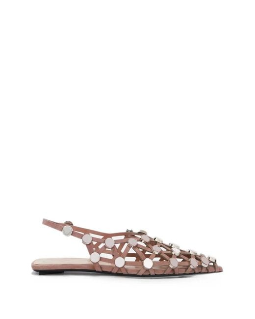 The Attico Pink Grid Embellished Suede Pumps