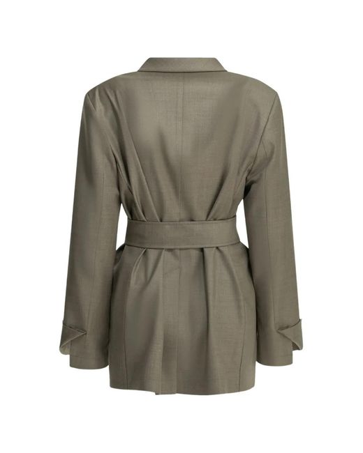 Sa Su Phi Gray Belted Double-Breasted Coat