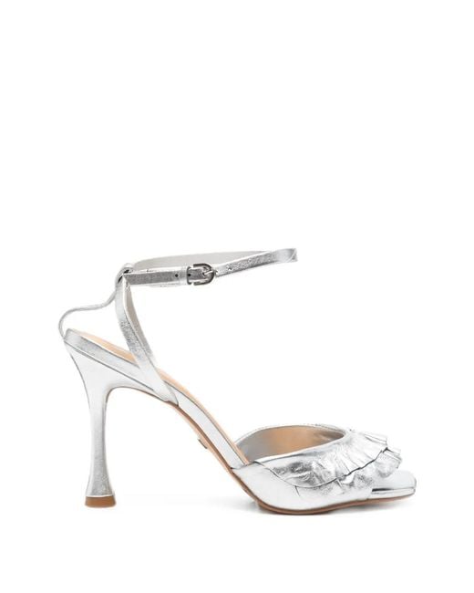 Carrano White Ruffled Buckled Sandals