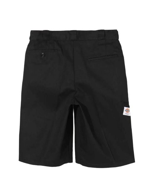 Undercover Black X Dickies Asymmetric-Stitch Logo-Patch Shorts for men