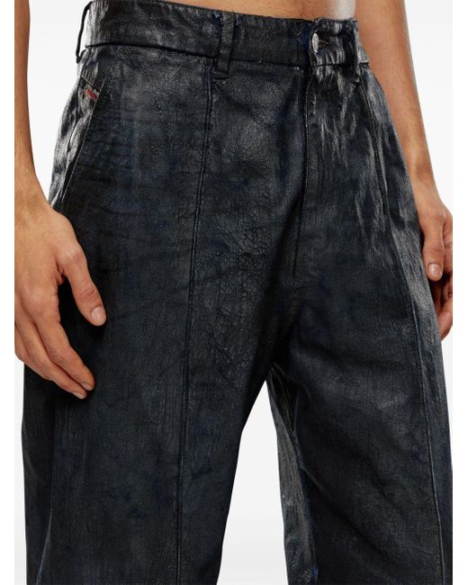 DIESEL Blue D-chino-work Coated Straight-leg Jeans for men
