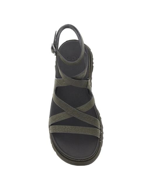 Ugg Black Goldengaze Croc-Effect Multi-Strap Sandals