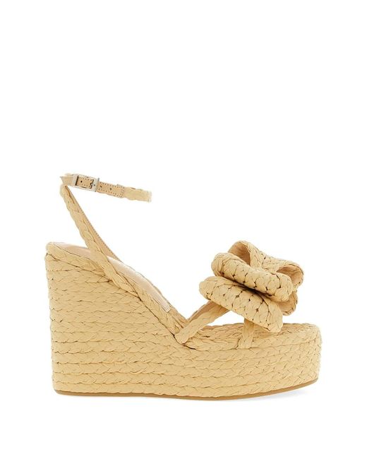 Mach & Mach Natural Cadeau Bow Raffia Sandals