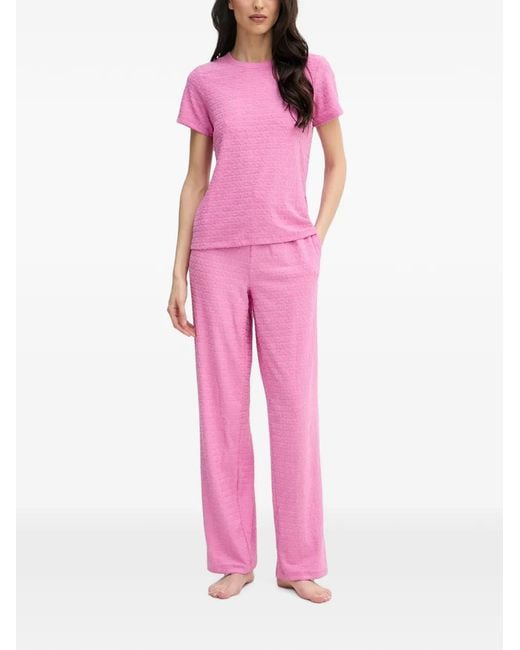 DKNY Pink Logo-Pattern Two-Piece Pajamas