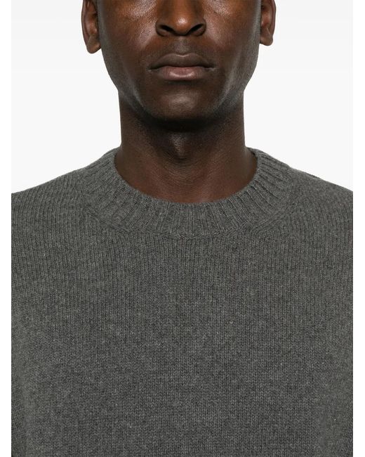 Moncler Gray Cashmere-Blend Ribbed Logo-Patch Sweater for men