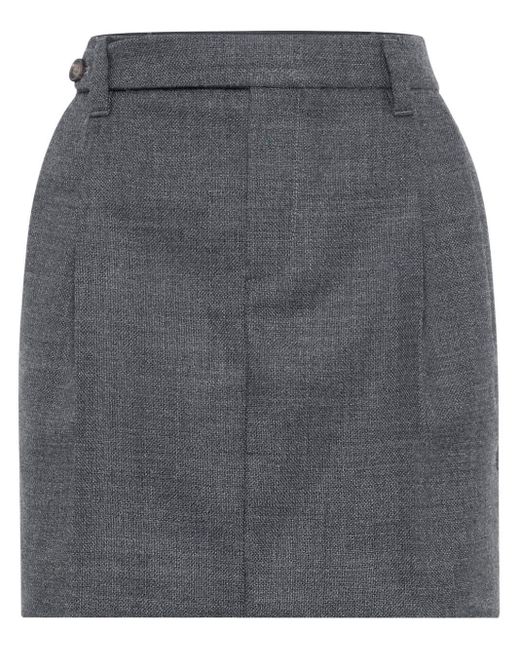 Brunello Cucinelli Gray Tailored Virgin Wool Miniskirt