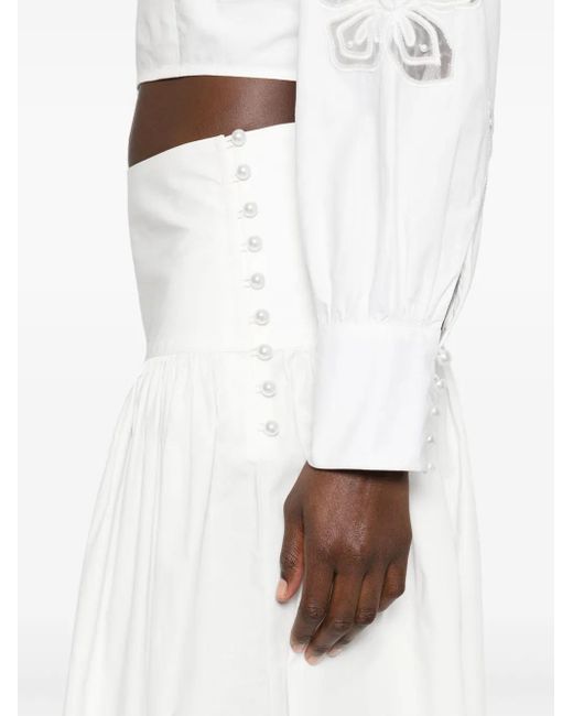 Gonna Midi Con Ricamo A Fiori di Sandro in White