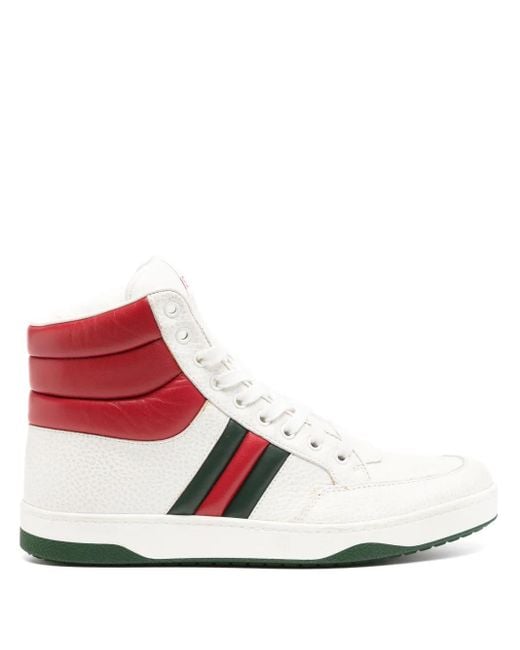 Gucci White Leather Hi-Top Sneakers for men