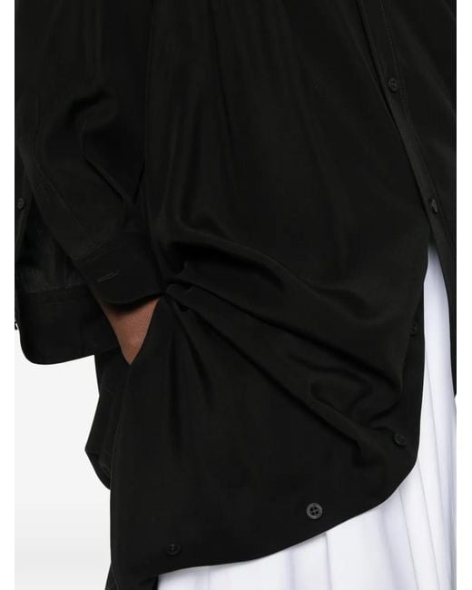 Balenciaga Black Logo-Embroidered Button-Up Dress