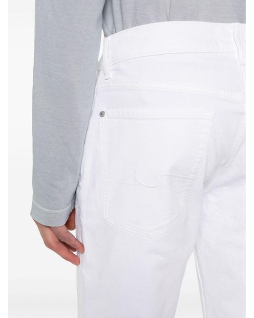 Jeans dritti con applicazione di 7 For All Mankind in White da Uomo