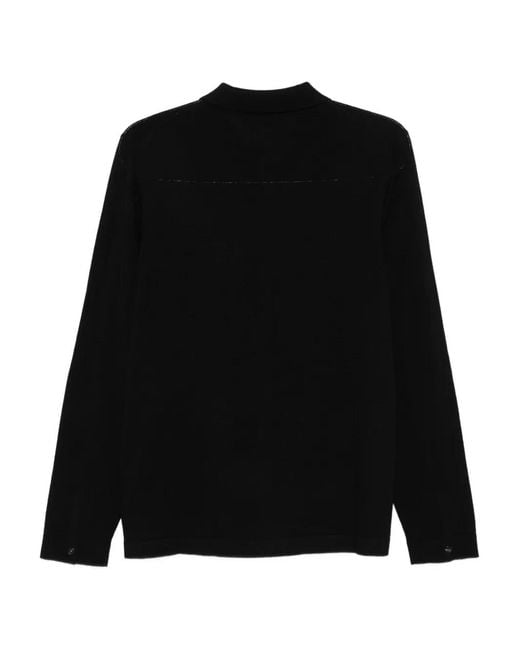 Zanone Black Virgin-Wool Button-Front Shirt for men