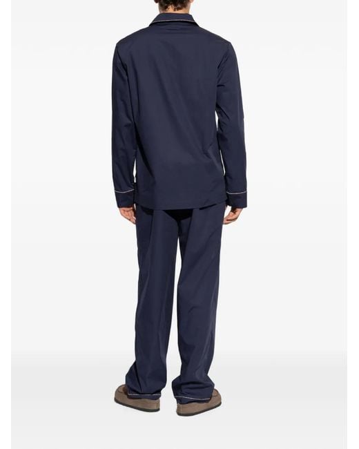 Paul Smith Blue Signature Stripe Piping-Detail Pajamas for men