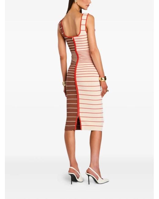 Vestido midi Lyle a rayas retroféte de color Red