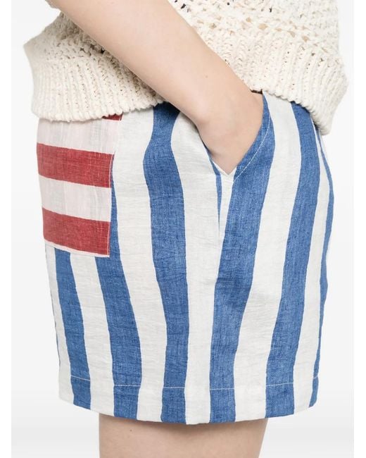 SUSANNA BLU White Striped Drawstring Shorts